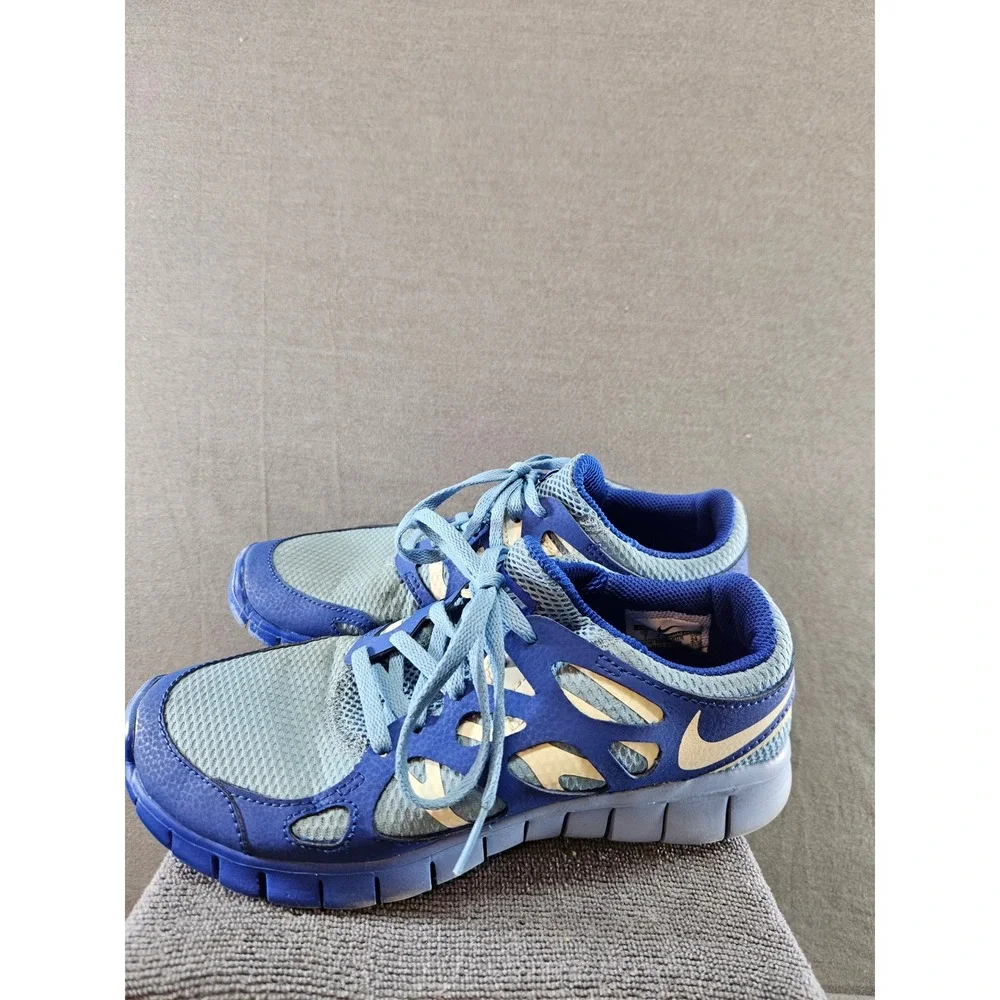 Nike Free Run 2 Blue Grey Running Shoes Womens 7 Low Top Sneakers (sku 133)